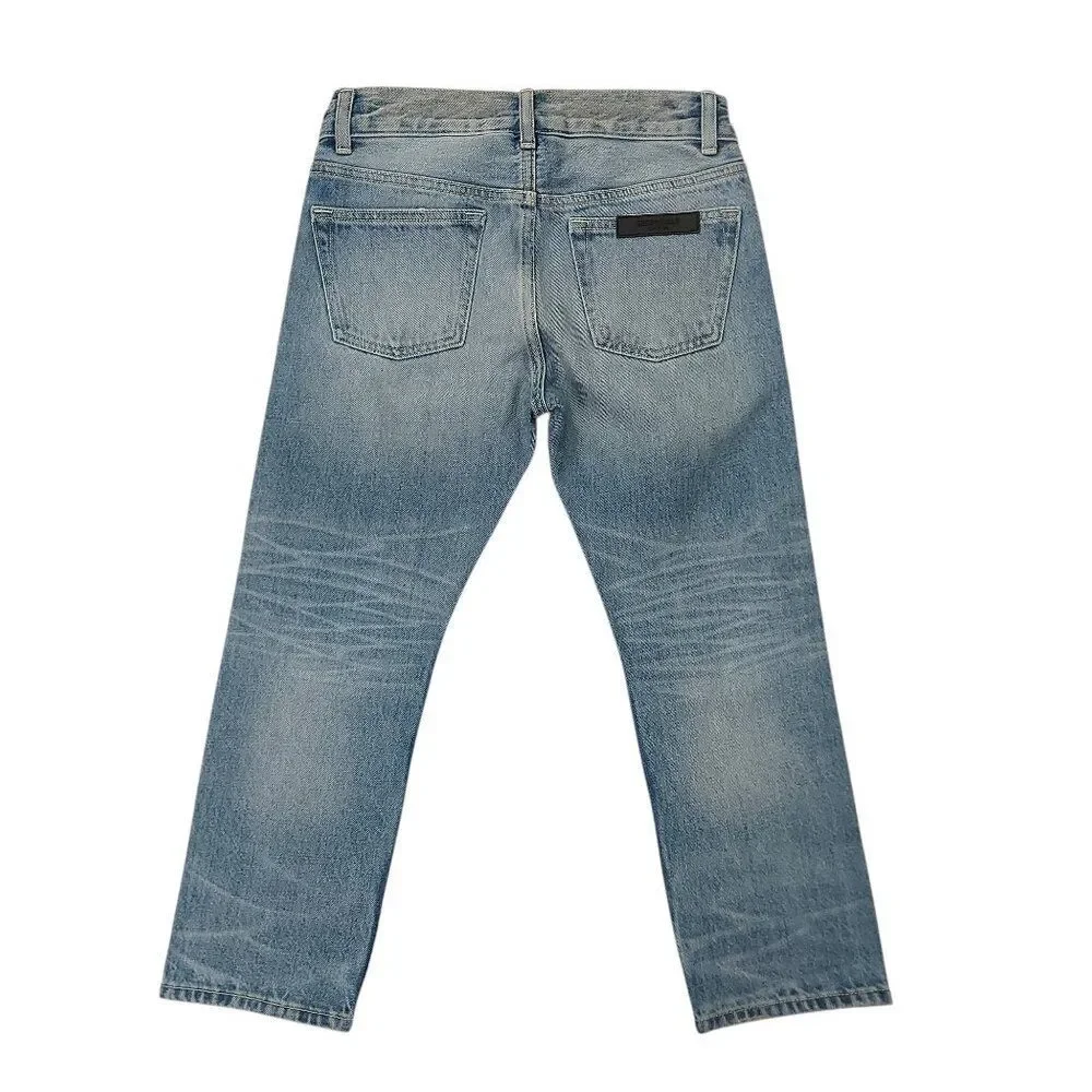 Fear of God Essentials Jeans Boys 8 Blue Whiskers Straight Leg Button Fly Cotton
